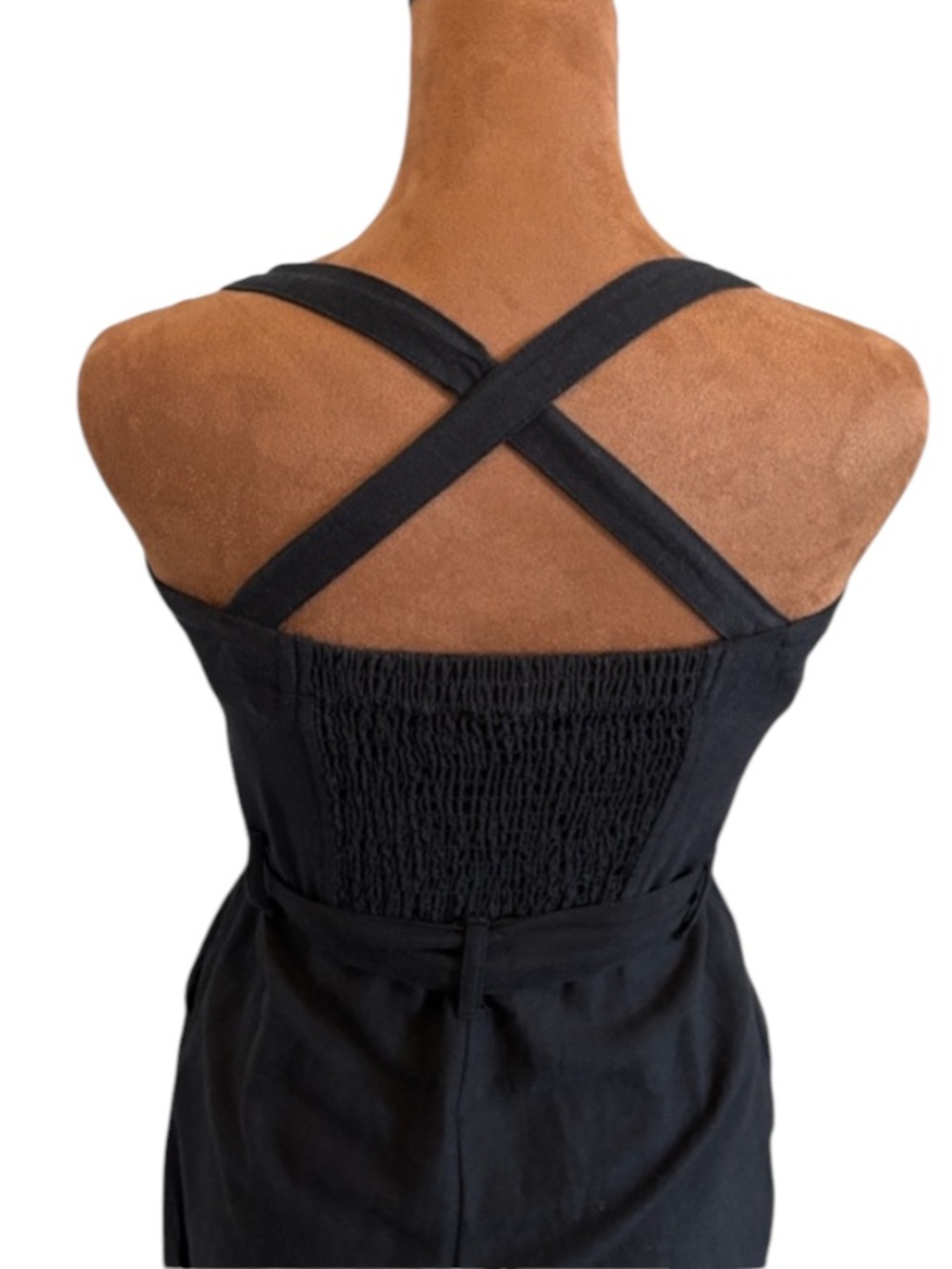 Roxy Black Linen Blend Wide Leg Jumpsuit XS Button Front Belted Pockets boho - Picture 2 of 9